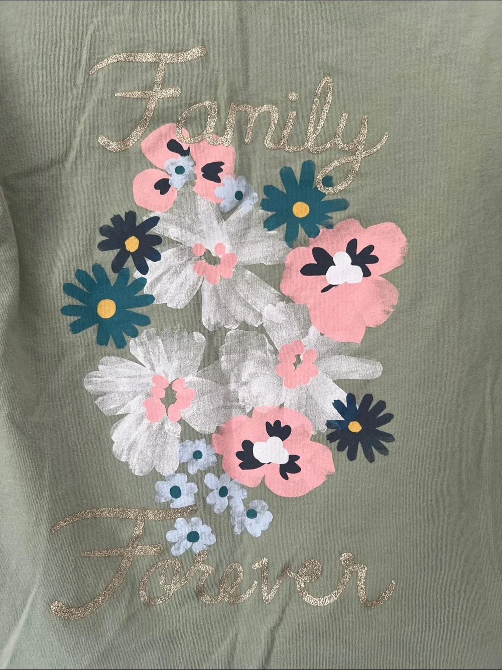 Carter's Sage Green Long-Sleeve Floral 'Family Forever' Tee